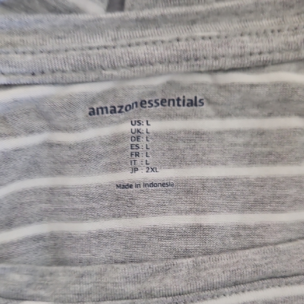 Amazon Essentials Gray and White Striped Tee Set Of Two .same Size And Pattern